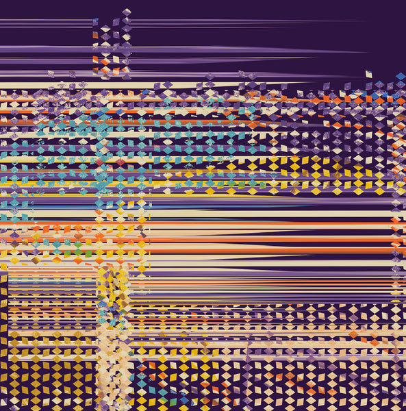 Silk "Abstract Stripes" Violetblue Big Square 140x140cm