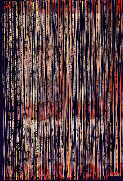 Silk/Cotton "Floral Bondage" Stola 200x140cm