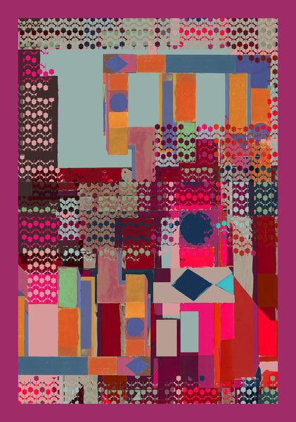 Silk/Cotton "Sculptured Hexagons" Stola 200x140cm