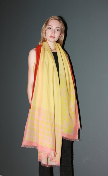 Silk/Cotton "Yellow Blocks" Stola 200x140cm