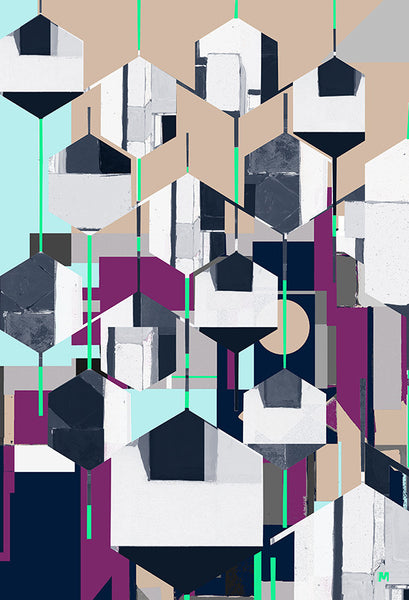 Silk/Cotton "Big Hexagon Mobile" Stola 200x140cm