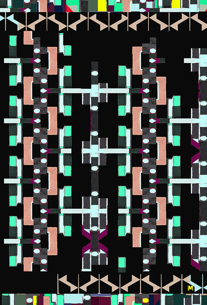 Silk/Cotton "Urban Architectual Lay Out" Stola 200x140cm