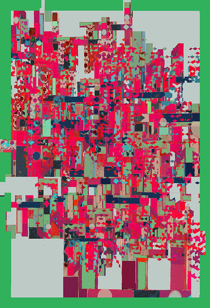 Silk/Cotton "Vibrant Hexagons" Stola 200x140cm