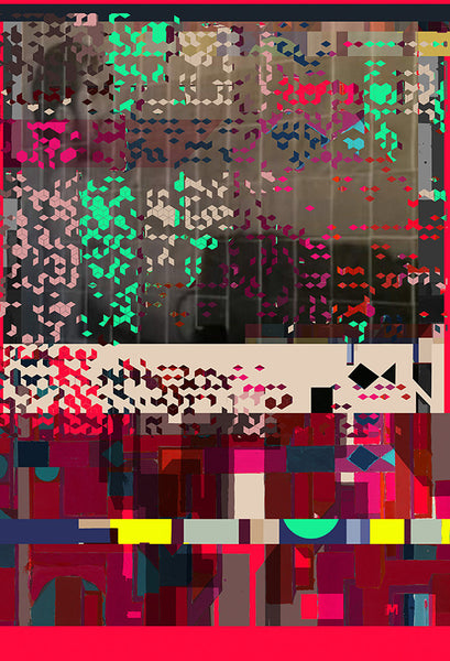 Silk/Cotton "Fragments Of Urban Cubes" Stola 200x140cm