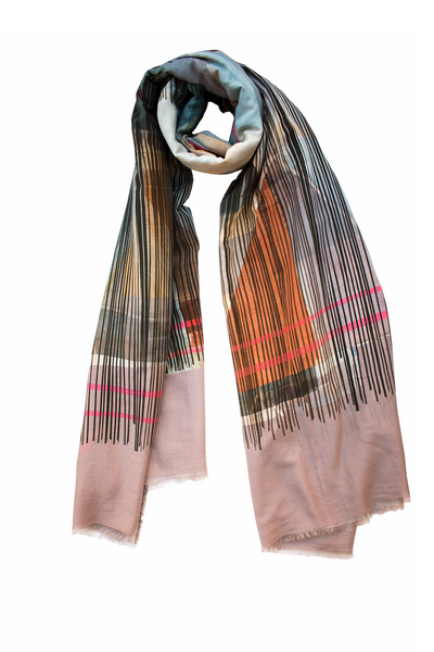 Silk/Cotton "Framed Highland Check" Stola 200x140cm