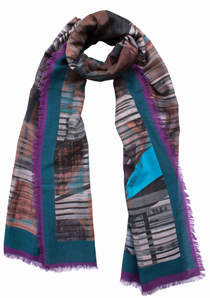 Silk/Cotton "Highline Checks" Stola 200x140 cm