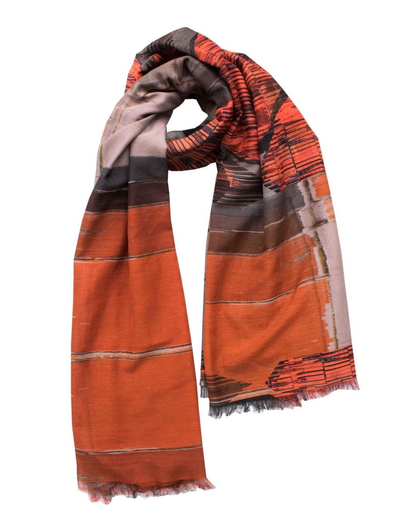 Silk/Cotton "Organic meets Abstract" Stola 200x140 cm