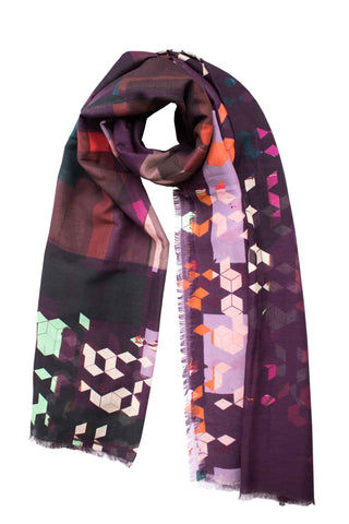 Silk/Cotton "Skyscrapers In The Dust" Stola 200x140cm