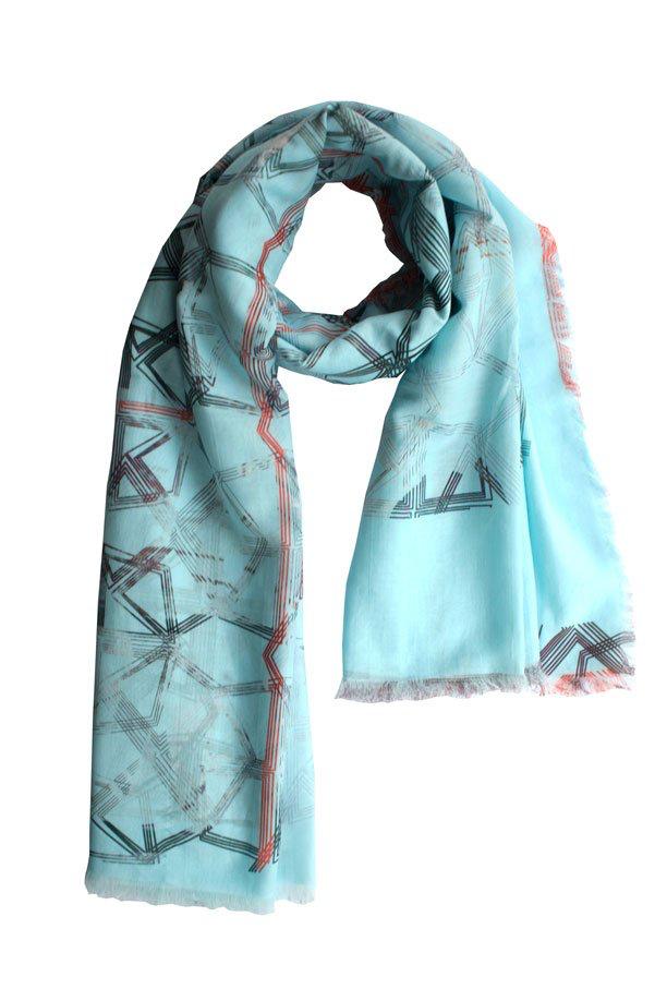 Silk/Cotton "Red Line Crystals" Stola 200x140cm