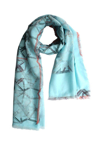 Silk/Cotton "Red Line Crystals" Stola 200x140cm