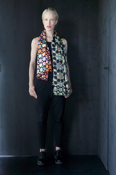 Silk/Cotton "Rustling Leaves Olive" Stola 200x140cm