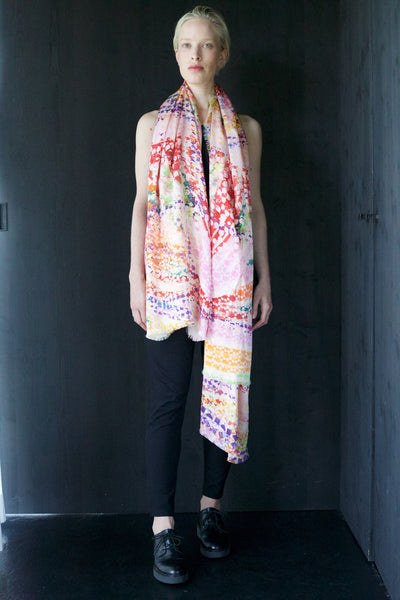 Silk/Cotton "Summer Leaves" Stola 200x140cm