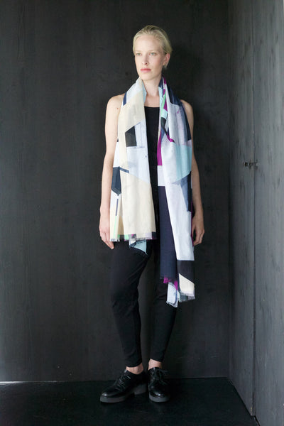 Silk/Cotton "Big Hexagon Mobile" Stola 200x140cm