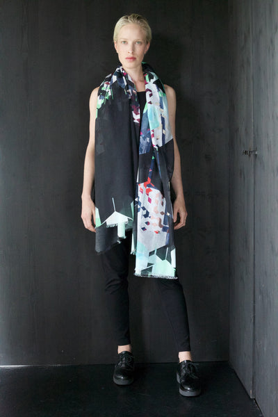 Silk/Cotton "Hexagons And Bits" Stola 200x140cm