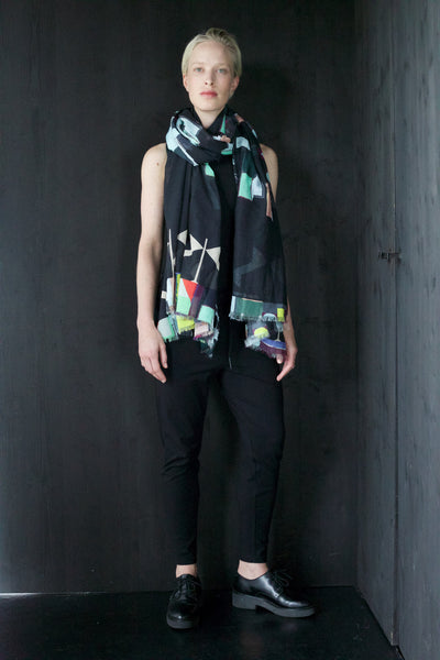 Silk/Cotton "Urban Architectual Lay Out" Stola 200x140cm