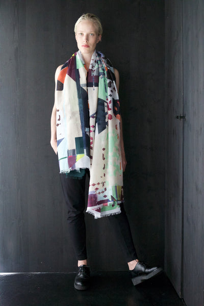 Silk/Cotton "Variety of Hexagons" Stola 200x140cm