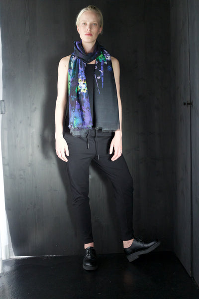 Silk/Cotton "Blue Flowers" Stola 200x140cm