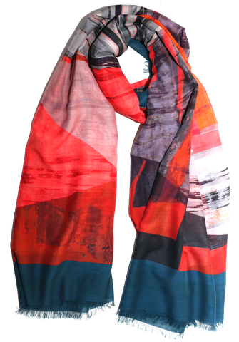 Silk/Cotton "Vibrant Urbanity" Stola 200cm x 140 cm