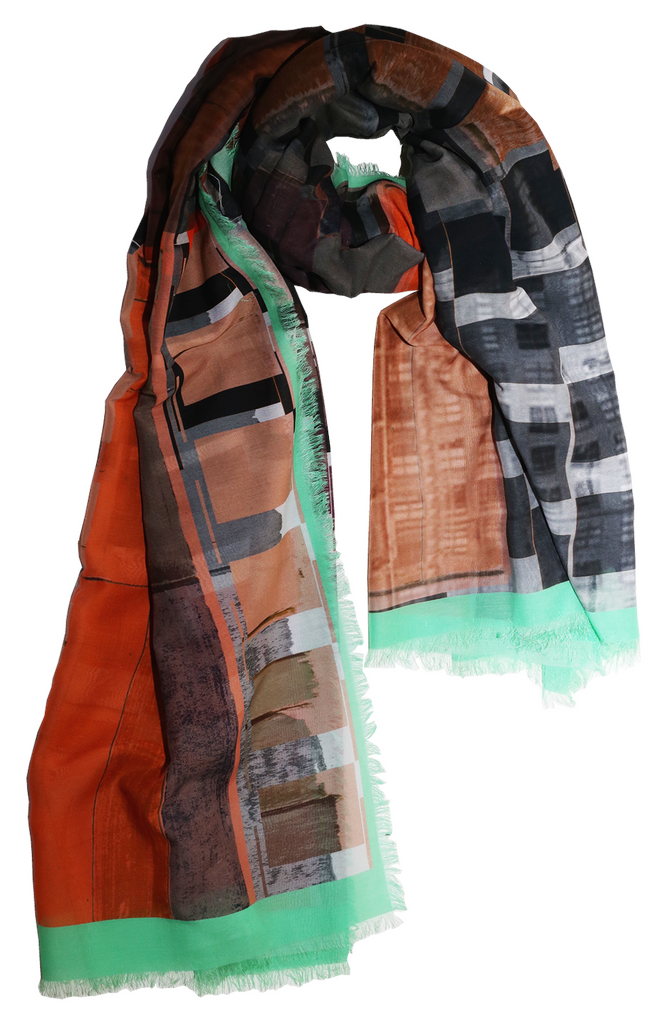 Silk/Cotton "Architectual Complexity" Stola 200x140 cm