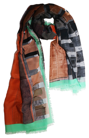 Silk/Cotton "Architectual Complexity" Stola 200x140 cm