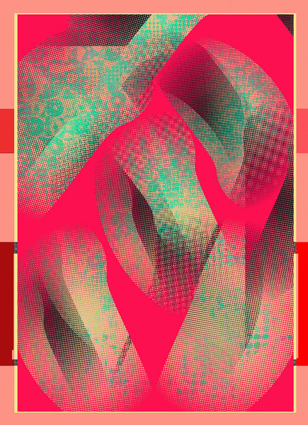 Silk/Cotton "Organic Shapes II /Magenta" Stola 200x140cm