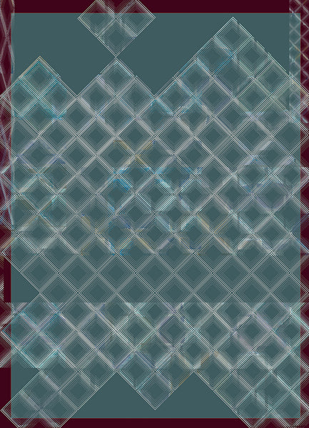 Silk/Cotton "Retro Check Petrol" Stola 200x140cm