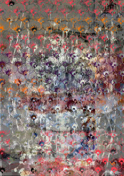 Silk/Cotton "Peacock Flowers" Stola 200x140cm