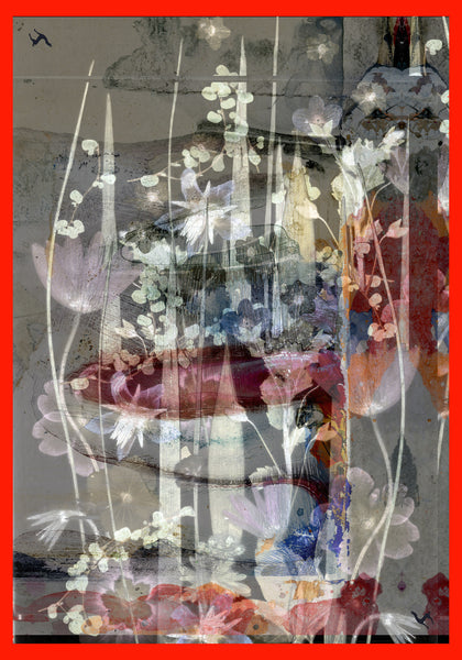 Silk/Cotton "Iced Flowers" Stola 200x140cm