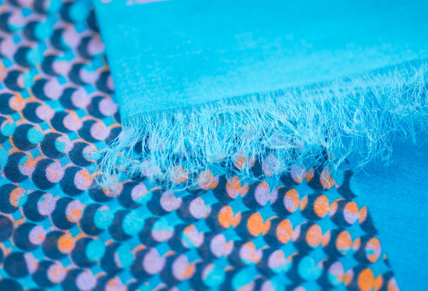 Silk/Cotton "Organic Shapes I /Vibrant Blue" Stola 200x140cm