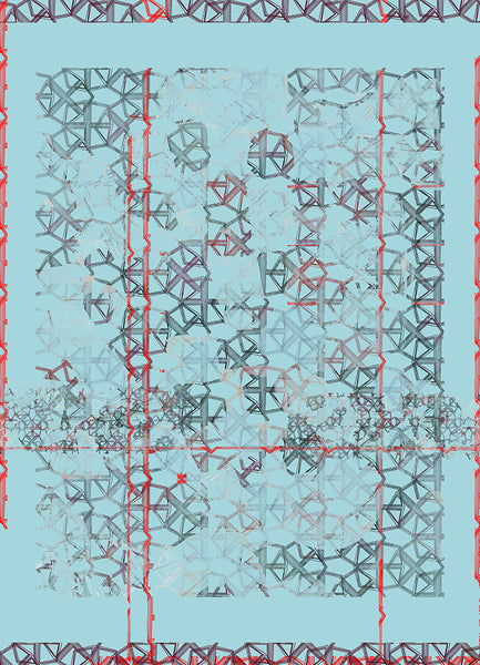Silk/Cotton "Red Line Crystals" Stola 200x140cm