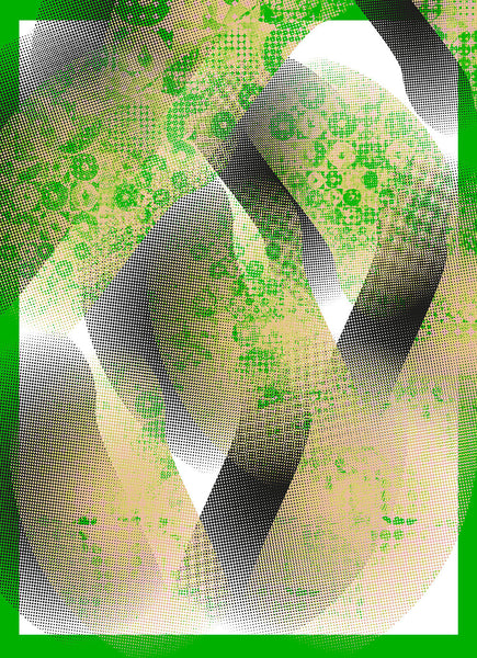 Silk/Cotton "Organic Shapes III / Vibrant Green" Stola 200x140cm