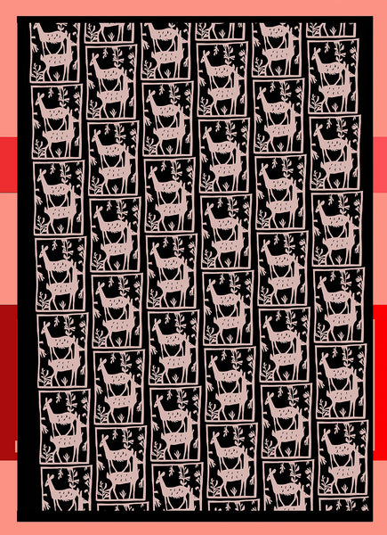 Silk/Cotton "Deers I /Papercut " Stola 200x140cm