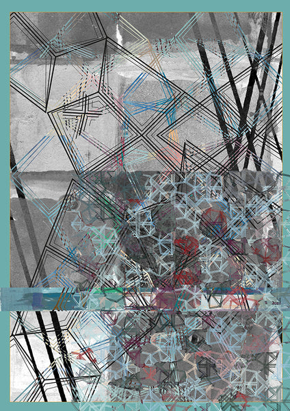 Silk/Cotton "Modern Spaces/Crystals" Stola 200x140cm